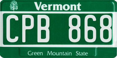 VT license plate CPB868