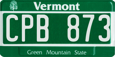 VT license plate CPB873