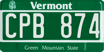 VT license plate CPB874