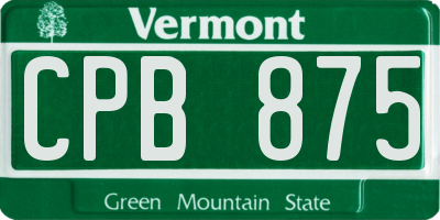 VT license plate CPB875