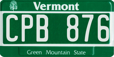 VT license plate CPB876