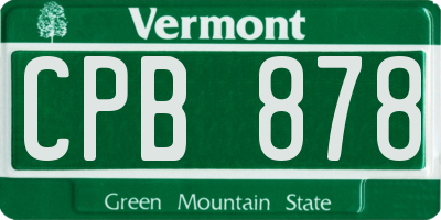 VT license plate CPB878
