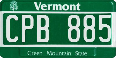 VT license plate CPB885