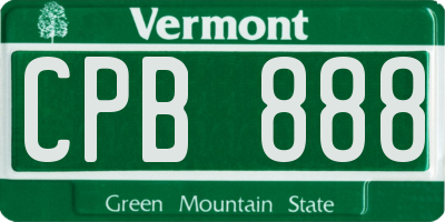 VT license plate CPB888