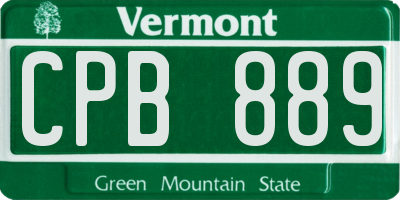 VT license plate CPB889
