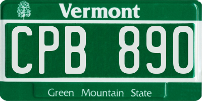 VT license plate CPB890
