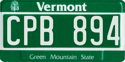 VT license plate CPB894