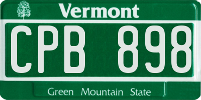 VT license plate CPB898