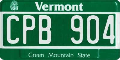 VT license plate CPB904