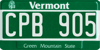 VT license plate CPB905