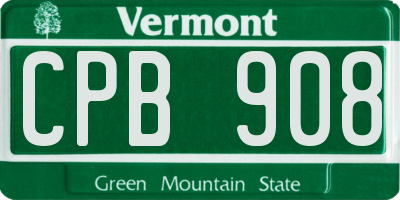 VT license plate CPB908