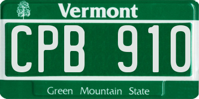 VT license plate CPB910