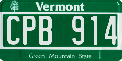 VT license plate CPB914