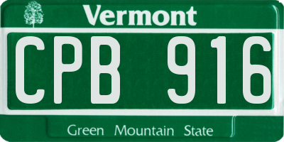 VT license plate CPB916