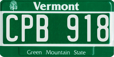 VT license plate CPB918