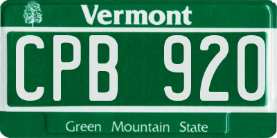 VT license plate CPB920