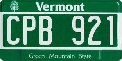 VT license plate CPB921