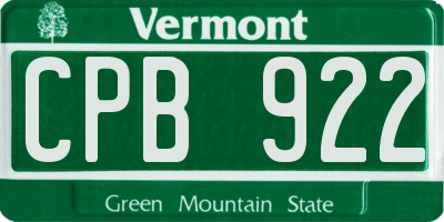 VT license plate CPB922