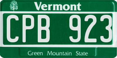 VT license plate CPB923