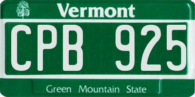 VT license plate CPB925