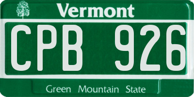 VT license plate CPB926