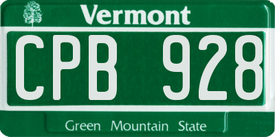 VT license plate CPB928