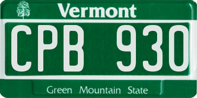 VT license plate CPB930