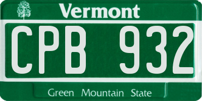 VT license plate CPB932