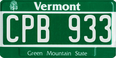 VT license plate CPB933