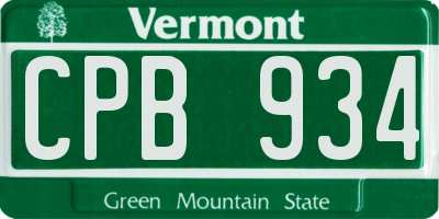 VT license plate CPB934