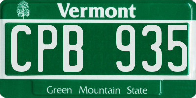 VT license plate CPB935