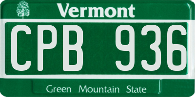 VT license plate CPB936