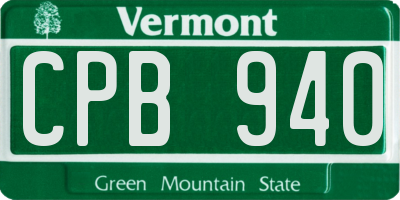 VT license plate CPB940
