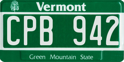 VT license plate CPB942