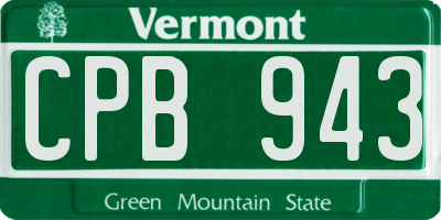 VT license plate CPB943