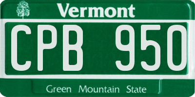 VT license plate CPB950