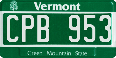 VT license plate CPB953