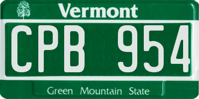 VT license plate CPB954