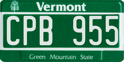 VT license plate CPB955