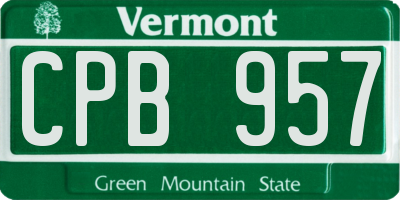 VT license plate CPB957