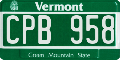 VT license plate CPB958