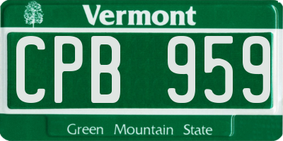 VT license plate CPB959