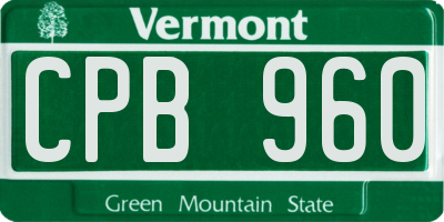VT license plate CPB960