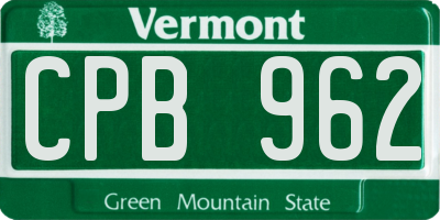 VT license plate CPB962