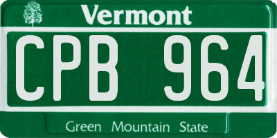 VT license plate CPB964