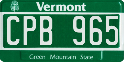 VT license plate CPB965