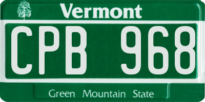VT license plate CPB968