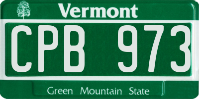 VT license plate CPB973