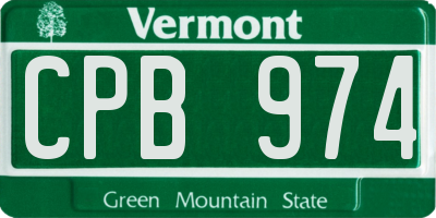 VT license plate CPB974