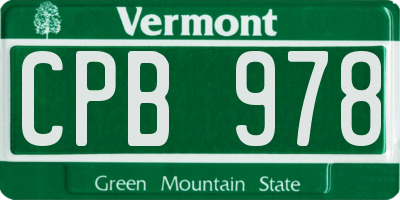 VT license plate CPB978